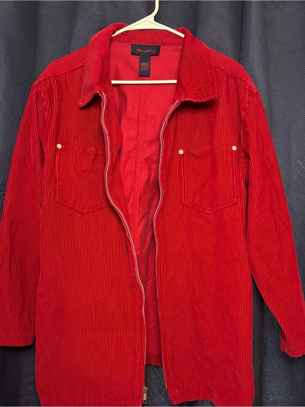 Vintage Denim & Co Red Corduroy Jacket Men’s M 100% Cotton Full Zip Hong Kong